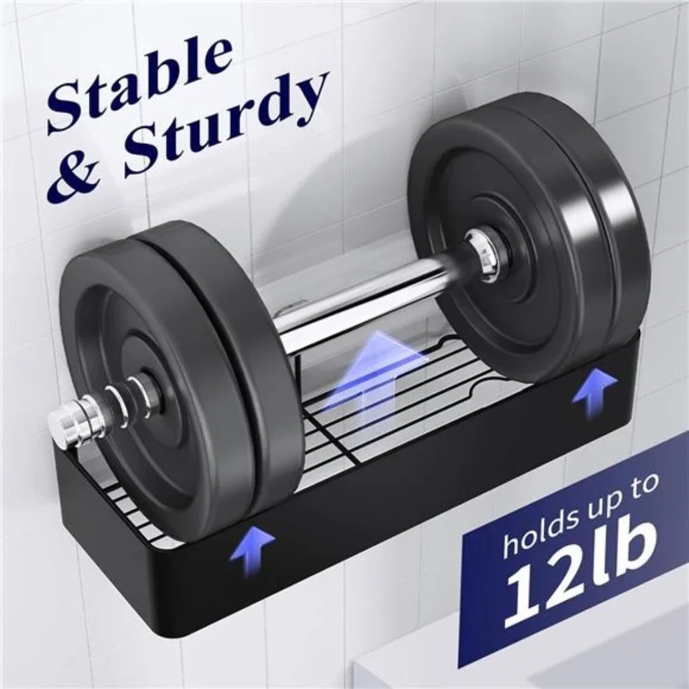 2 Pack Adhesive Shower Organizer,  Rustproof Stainless Steel, Black